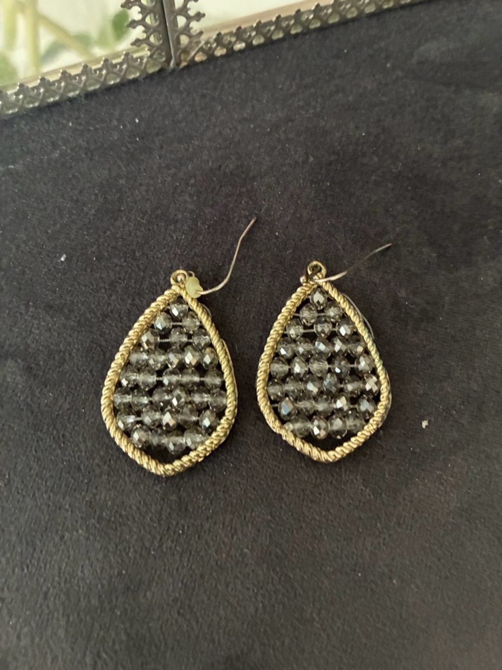 Francesca's Collections Gold Teardrop Crystal Cluster Earrings - Picture 4 of 6